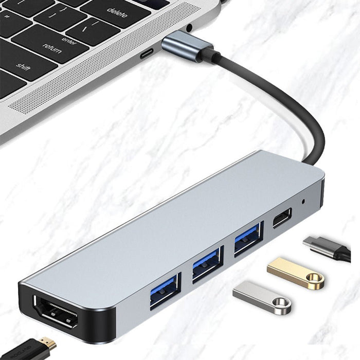 BYL-2008 USB-C Hub - 5-in-1 Splitter Docking Station with USB3.0, USB2.0, 87W USB-C PD, 4K HDMI-Compatible - Perfect for PC, Computer, Laptop Users - Shopsta EU