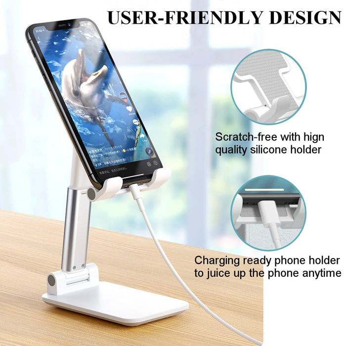 CCT9 Universal Folding Telescopic Stand - Desktop Mobile Phone and Tablet Holder Compatible with iPad Air, iPhone 12, XS, 11 Pro, POCO X3 NFC - Ideal Stand for Work, Home and Travel Use - Shopsta EU