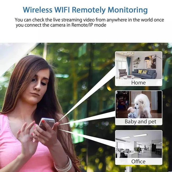 Mini kamera Wi-Fi 1080P — bezprzewodowy monitoring z funkcją noktowizora, wykrywaniem ruchu, nagrywaniem dźwięku w zakresie 160 stopni, zgodna z Google Play — idealna do monitorowania dziecka i kamer IP